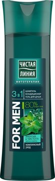 Чистая линия шампунь-кондиционер-гель мужской 3в1 400мл энергия+чистота