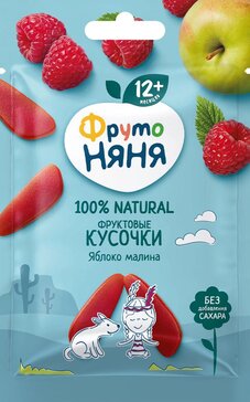 Фрутоняня Фруктовые кусочки из яблок и малины 15 г