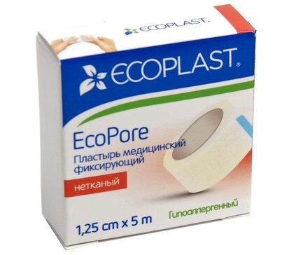 Пластырь фиксирующий нетканый 1,25 см x 5 м 1 шт Ecoplast EcoPore