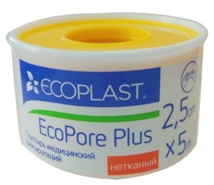 Пластырь фиксирующий нетканый 2,5 см x 5 м 1 шт Ecoplast EcoPore Plus