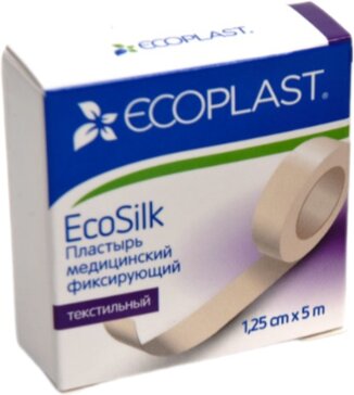 Пластырь фиксирующий текстильный 1,25 см х 5 м 1 шт Ecoplast Ecosilk