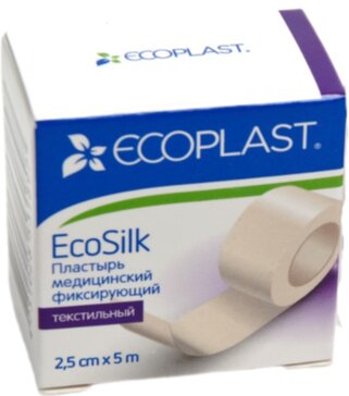 Пластырь фиксирующий текстильный 2,5 см х 5 м 1 шт Ecoplast Ecosilk