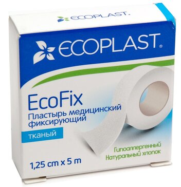 Пластырь фиксирующий тканевой 1,25 см x 5 м 1 шт Ecoplast EcoFix