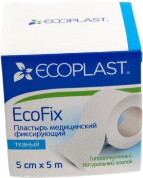 Пластырь фиксирующий тканевой 5 см x 5 м 1 шт Ecoplast EcoFix