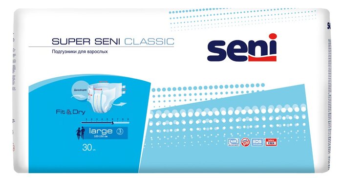 Seni Super Classic Подгузники для взрослых р.L 30 шт