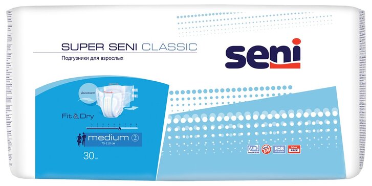 Seni Super Classic Подгузники для взрослых р.M 30 шт