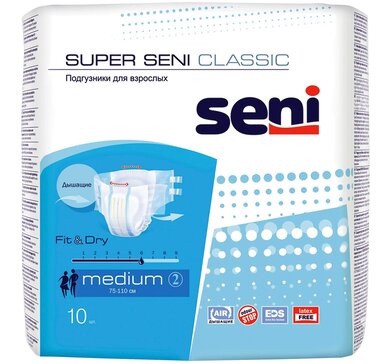 Seni Super Classic Подгузники для взрослых р.M 10 шт