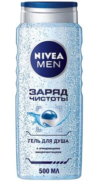 Гель для душа мужской Nivea Men Заряд чистоты с очищающими микрочастицами, 500 мл