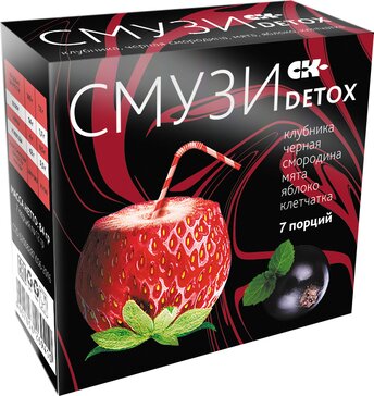 Смузи DETOX клетчатка, мята, яблоко, клубника, черная смородина 7 порций