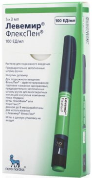 Купить левемир флекспен раствор для и/п/к 100ед/мл 3мл шприц-ручка 5 шт ...
