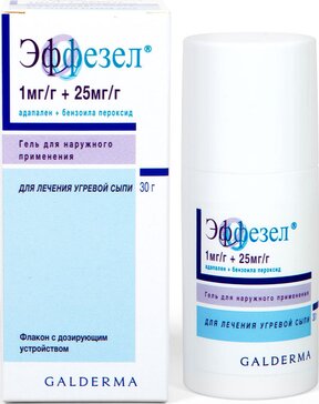 Купить эффезел гель от прыщей и угревой сыпи, 30 г (адапален+бензоила ...