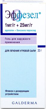 Купить эффезел гель от прыщей и угревой сыпи, 30 г (адапален+бензоила ...