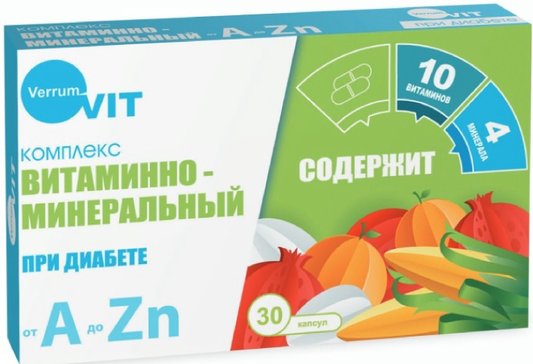 Купить витаминно-минеральный комплекс от А до Цинка капс при диабете 30 ...