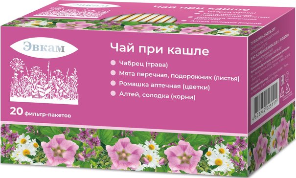 Купить чай при кашле ф/пак 20 шт Эвкам (растительный состав (при кашле ...