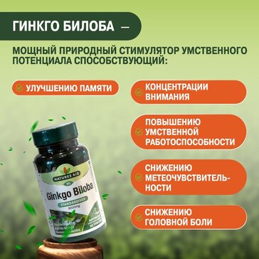 Купить nATURES AID Гинкго билоба 6000 мг таб 90 шт Нейчерс эйд (гинкго ...