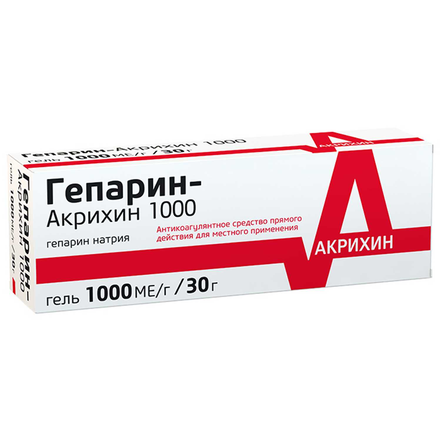 Купить Гепарин-Акрихин 1000 гель 1000 МЕ/г 30 г (гепарин натрия) по .