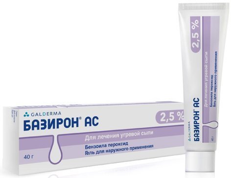 Купить Базирон АС гель 2.5% 40г (бензоила пероксид) по выгодной цене в ...