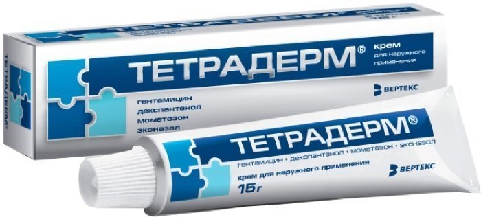Купить Тетрадерм крем 15 г (гентамицин+декспантенол+мометазон+эконазол .