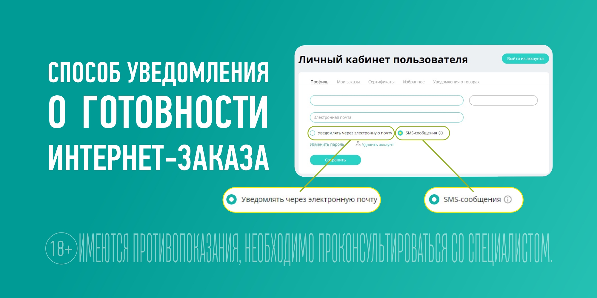 СПОСОБ УВЕДОМЛЕНИЯ О ГОТОВНОСТИ ИНТЕРНЕТ-ЗАКАЗА